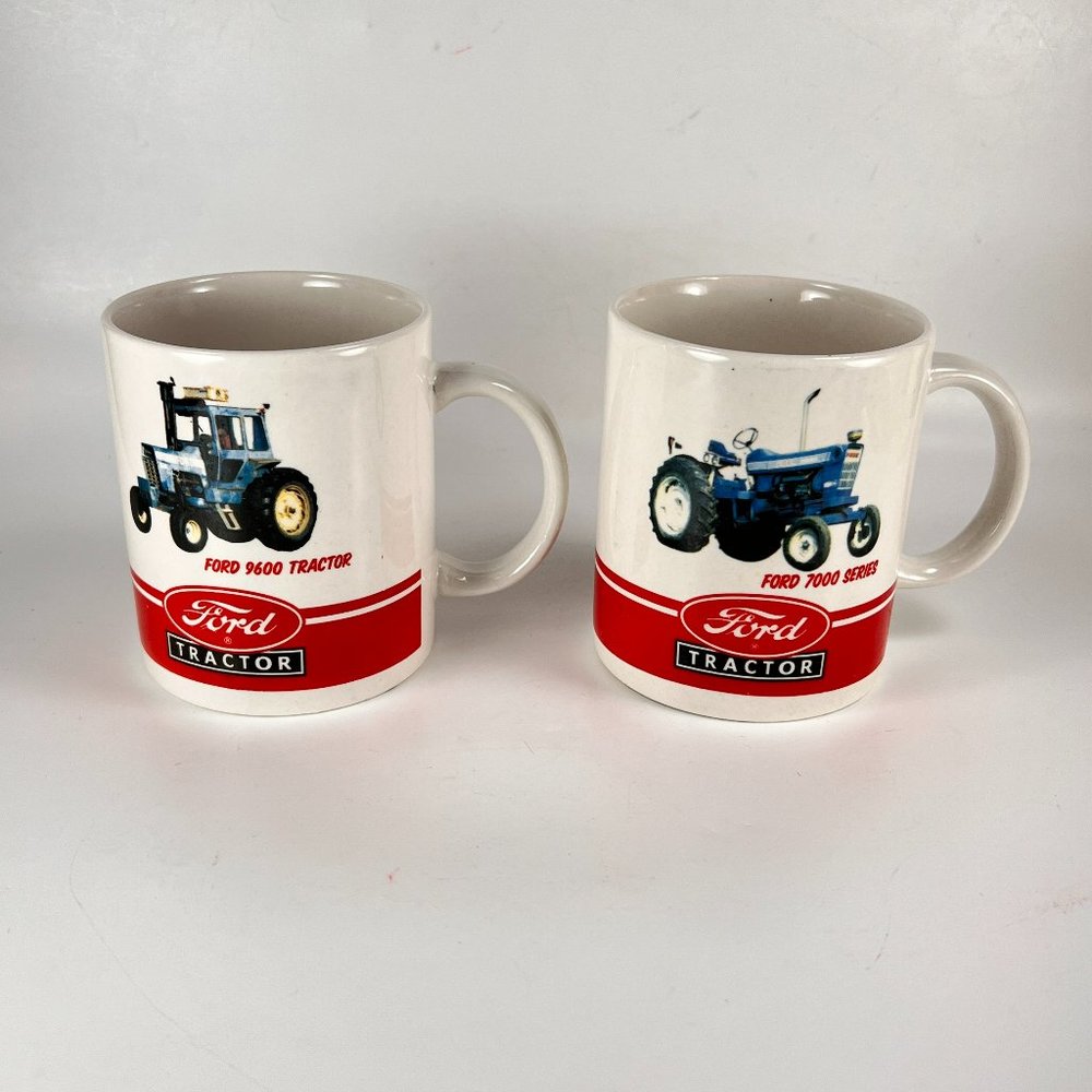 Ford Motor Co Tractor Coffee Tea Cup Mug Series 7000 9600 Ceramic Lot of 2